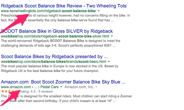 seo ecommerce experts Two Wheel Tots outranking Amazon