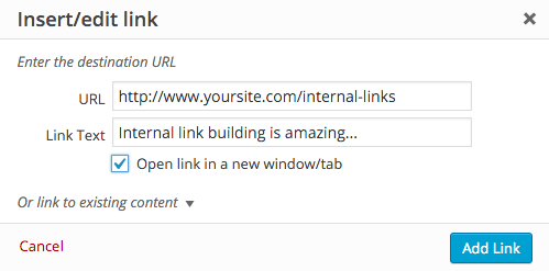 internal linking new tab wordpress screenshot