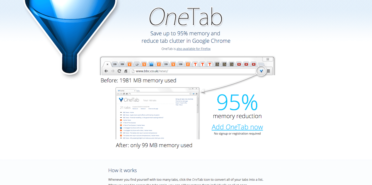 OneTab free tool